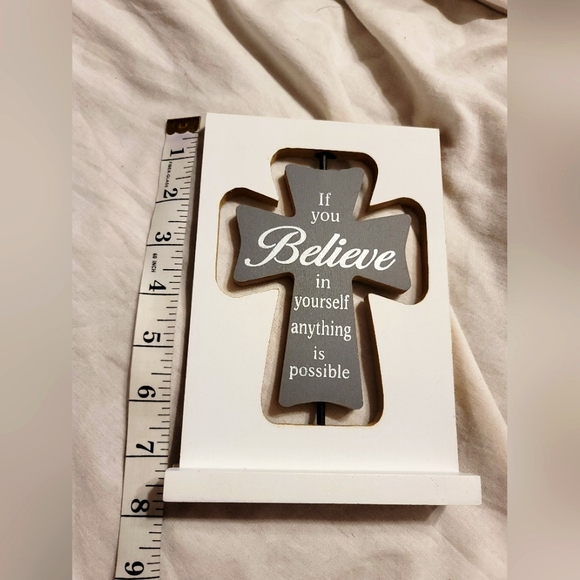 NWT SPINNING ROTATING INSPIRATIONAL SIGN STAND CROSS PRAYER GRATITUDE GI… - Picture 4 of 7